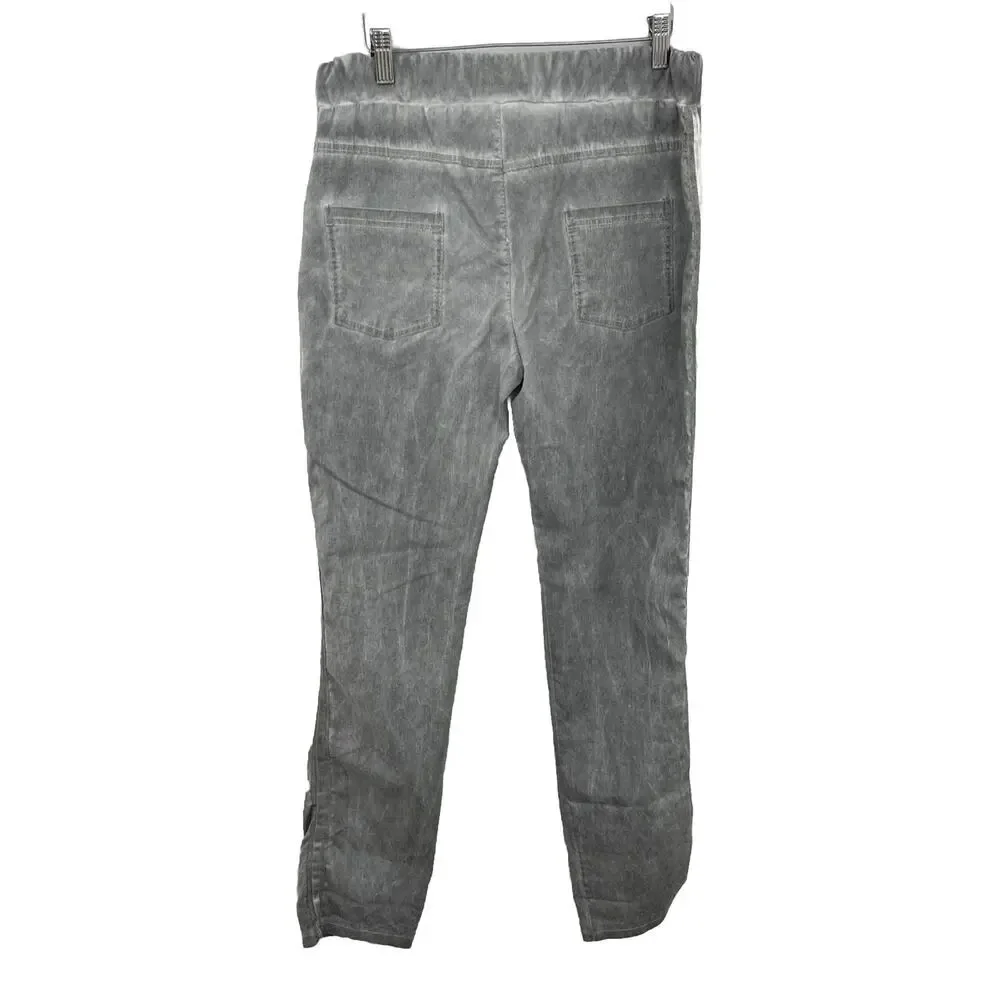 Made in Italy Gray Crinkle Pant Viscosa Blend with Stripe Side Size 2 - Picture 2 of 9